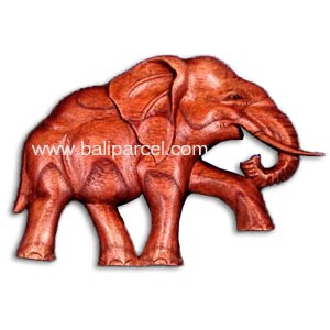 Wooden Elephant Wallhanging, Hand Carved From Suar Wood