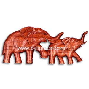Wooden Elephant Wallhanging, Hand Carved From Suar Wood