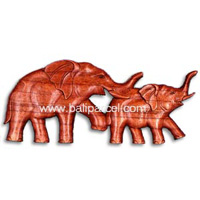 Wooden Elephant Wallhanging, Hand Carved From Suar Wood