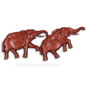 Wooden Elephant Wallhanging, Hand Carved From Suar Wood