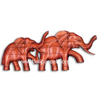 Wooden Elephant Wallhanging, Hand Carved From Suar Wood