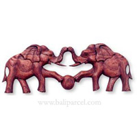 Wooden Elephant Wallhanging, Hand Carved From Suar Wood