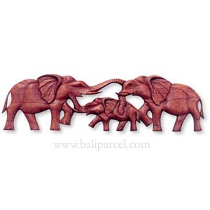 Wooden Elephant Wallhanging, Hand Carved From Suar Wood