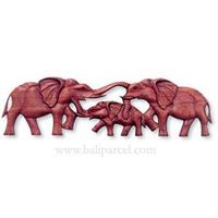 Wooden Elephant Wallhanging, Hand Carved From Suar Wood