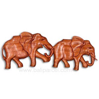Wooden Elephant Wallhanging, Hand Carved From Suar Wood