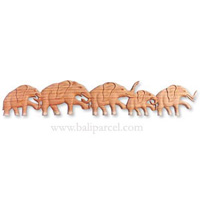 Wooden Elephant Wallhanging, Hand Carved From Suar Wood