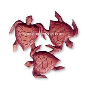 Turtles Wallhanging, Hand Carved From Hibiscus Wood