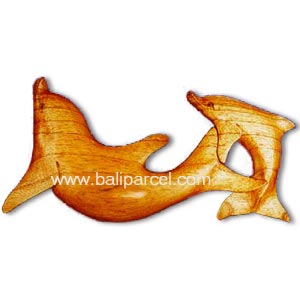 Dolphins Wallhanging, Hand Carved From Hibiscus