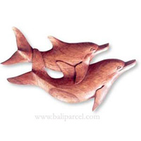 Dolphins Wallhanging, Hand Carved From Hibiscus