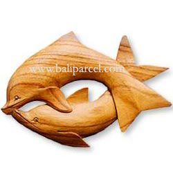 Dolphins Wallhanging, Hand Carved From Hibiscus