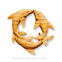 Dolphins Wallhanging, Hand Carved From Hibiscus