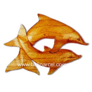 Dolphins Wallhanging, Hand Carved From Hibiscus