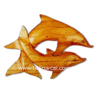 Dolphins Wallhanging, Hand Carved From Hibiscus