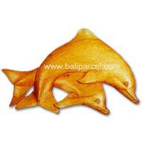 Dolphins Wallhanging, Hand Carved From Hibiscus