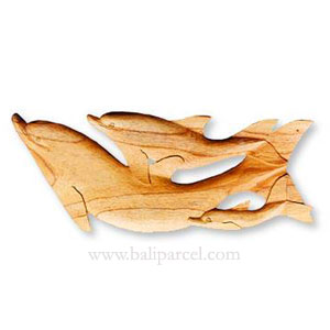 Dolphins Wallhanging, Hand Carved From Hibiscus