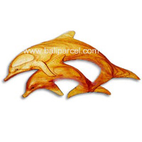 Dolphins Wallhanging, Hand Carved From Hibiscus