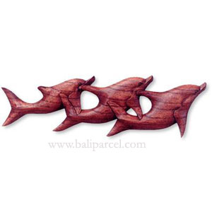 Dolphins Wallhanging, Hand Carved From Hibiscus
