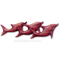 Dolphins Wallhanging, Hand Carved From Hibiscus