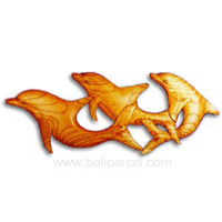 Dolphins Wallhanging, Hand Carved From Hibiscus