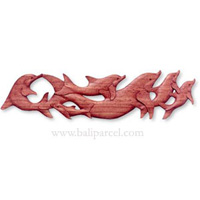 Dolphins Wallhanging, Hand Carved From Hibiscus