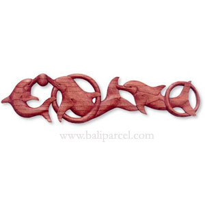 Dolphins Wallhanging, Hand Carved From Hibiscus