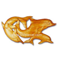 Dolphins Wallhanging, Hand Carved From Hibiscus