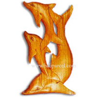 Dolphins Wallhanging, Hand Carved From Hibiscus
