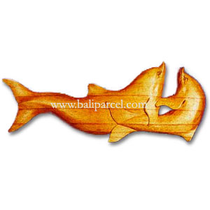 Dolphins Wallhanging, Hand Carved From Hibiscus