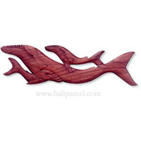 Whales Wallhanging, Hand Carved From Hibiscus Wood