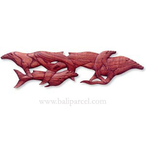Whales Wallhanging, Hand Carved From Hibiscus Wood