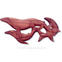Whales Wallhanging, Hand Carved From Hibiscus Wood