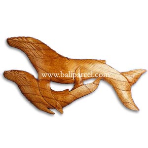 Whales Wallhanging, Hand Carved From Hibiscus Wood