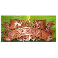 Wooden Aloha Wallhanging, Hand Carved From Mahagony Wood