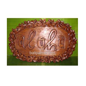 Wooden Aloha Wallhanging, Hand Carved From Mahagony Wood