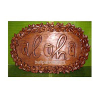 Wooden Aloha Wallhanging, Hand Carved From Mahagony Wood