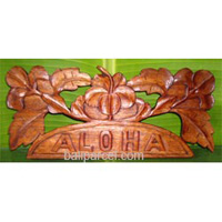 Wooden Aloha Wallhanging, Hand Carved From Mahagony Wood