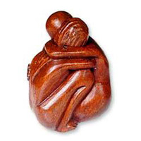 Wooden Abstract Carving, Hand Carved From Suar Wood