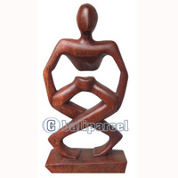 Wooden Abstract Carving, Hand Carved From Suar Wood