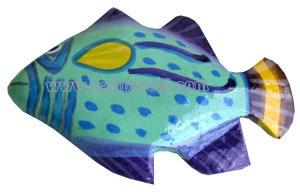 Tropical Fish Magnet Handpainted, From Albesia Wood