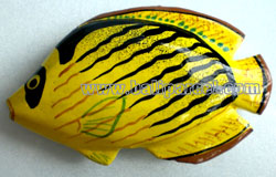 Tropical Fish Magnet Handpainted, From Albesia Wood