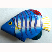 Tropical Fish Magnet Handpainted, From Albesia Wood