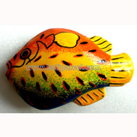 Tropical Fish Magnet Handpainted, From Albesia Wood
