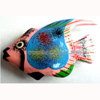 Tropical Fish Magnet Handpainted, From Albesia Wood