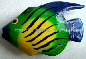 Tropical Fish Magnet Handpainted, From Albesia Wood