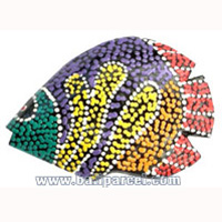 Magnet With Dot Painting, Handcarved From  Albesia Wood