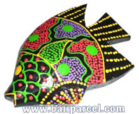 Magnet With Dot Painting, Handcarved From  Albesia Wood