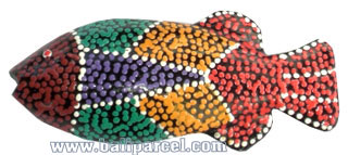 Magnet With Dot Painting, Handcarved From  Albesia Wood