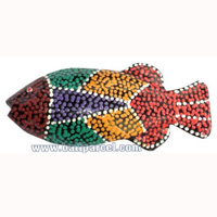 Magnet With Dot Painting, Handcarved From  Albesia Wood