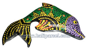 Magnet With Dot Painting, Handcarved From  Albesia Wood