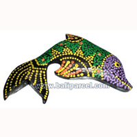 Magnet With Dot Painting, Handcarved From  Albesia Wood